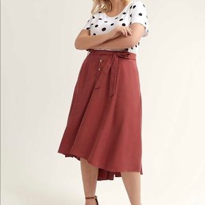 Love & Legend Belted high-low skirt (rust colour) SIZE 18